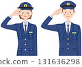 一名敬禮的警察、兩名男子和兩名女子的插圖 131636298