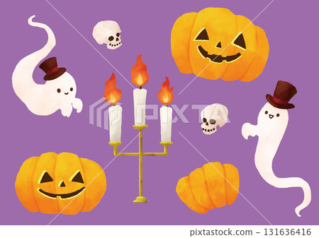 水彩風格向量萬聖節套裝 131636416