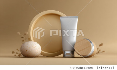 Cosmetic Tube Mockup with Natural Fabric Cosmetic Tube Mockup with Natural Fabric 131636441