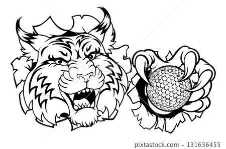Wildcat Bobcat Golf Ball Sport Team Cartoon Mascot 131636455