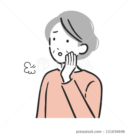 一位嘆息的老年婦女的插圖|一位老人感到憂慮、焦慮和壓力的形象 131636696