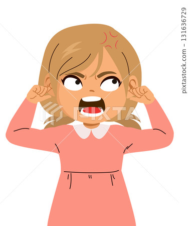 Cartoon Baby Girl Covering Ears With Angry Face Vector Illustration Cartoon Baby Girl Covering Ears With Angry Face Vector Illustration 131636729