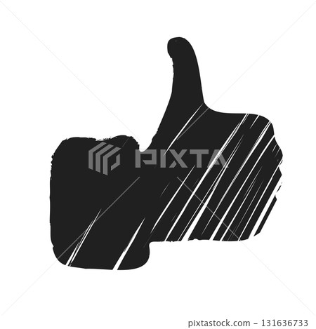 Black Textured Thumbs Up Cartoon Vector Illustration Isolated on White Background Black Textured Thumbs Up Cartoon Vector Illustration Isolated on White Background 131636733