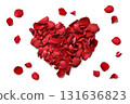 A lovely heart drawn with bright red rose petals 131636823