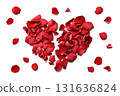 Heartbreak drawn with bright red rose petals 131636824