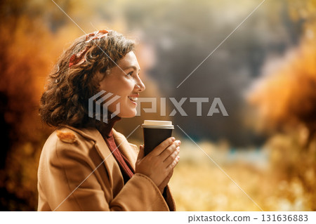 woman on an autumn day woman on an autumn day 131636883