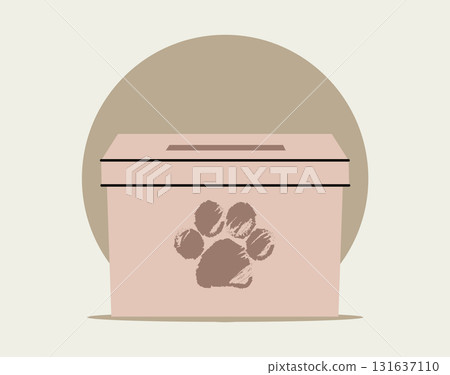 Cardboard Box With Paw Print Animal Donation Concept Cardboard Box With Paw Print Animal Donation Concept 131637110