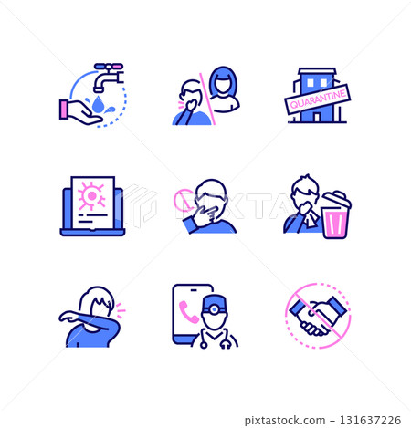 Coronavirus protective measures - line design style icons 131637226