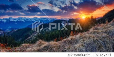 sunset in the mountains sunset in the mountains 131637581