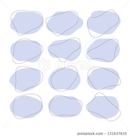 Colorful abstract design with light blue shapes and black outlines on a white background 131637635
