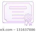 3D glassmorphism certificate icon with ribbon. Glossy minimal symbol representing achievement, award, education, and recognition 131637886