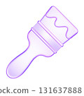 3D glassmorphism paint brush icon. Glossy purple minimal design symbolizing art, creativity, and design work. Ideal for painting, crafting, or digital art concept projects 131637888
