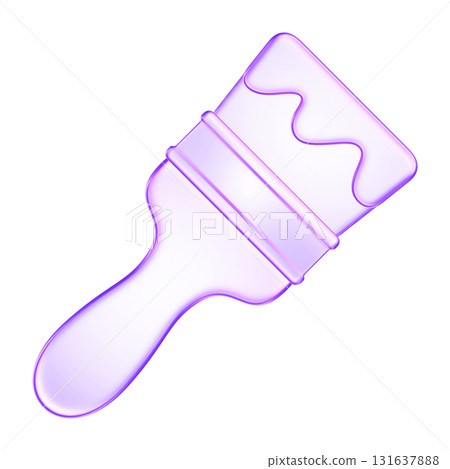 3D glassmorphism paint brush icon. Glossy purple minimal design symbolizing art, creativity, and design work. Ideal for painting, crafting, or digital art concept projects 131637888