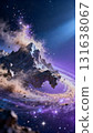 Floating mountains crumble into dust and turn into glittering stardust 131638067