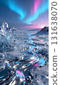 ice and snow world melted into flowing mercury streams, and the aurora flickered in the distant sky 131638070