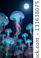 Transparent jellyfish in the moonlight 131638075