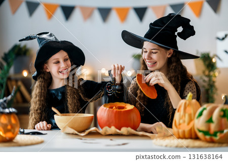 Two girls are celebrating Halloween 131638164