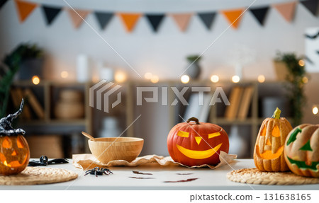 Pumpkins on the table 131638165