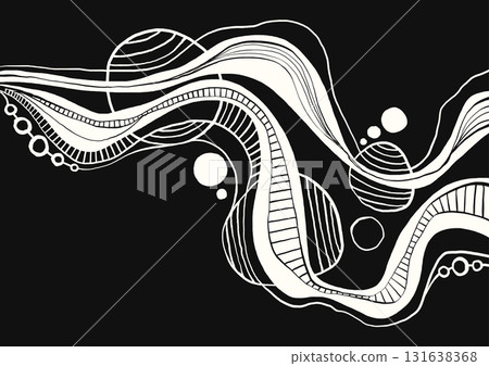 Abstract black and white wavy line patterns 131638368