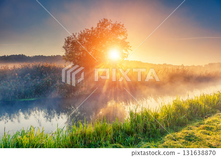 Fantastic foggy river Fantastic foggy river 131638870
