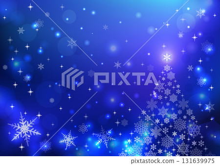 雪花聖誕樹閃光背景藍色 131639975