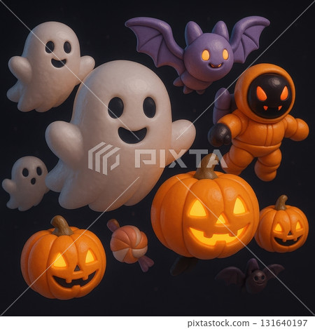 Cute Halloween Characters Floating in Space Cute Halloween Characters Floating in Space 131640197