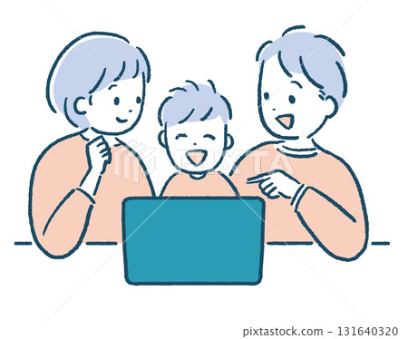 C 一家人在電腦前玩得很開心 C 一家人在電腦前玩得很開心 131640320