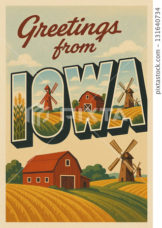 Greetings from Iowa Vintage Travel Poster Greetings from Iowa Vintage Travel Poster 131640734