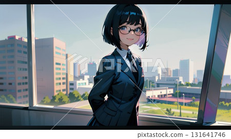 教室裡戴眼鏡的高中女生 教室裡戴眼鏡的高中女生 131641746