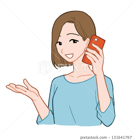 Young woman talking on the phone, hand-drawn illustration Young woman talking on the phone, hand-drawn illustration 131641767