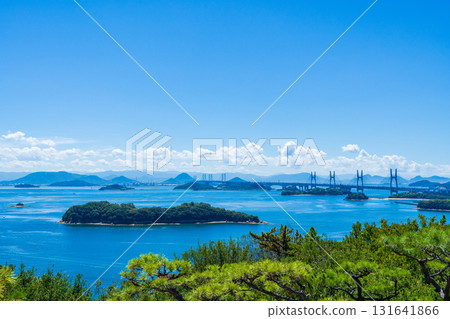 從岡山縣倉敷市鷲山展望台眺望瀨戶內海 從岡山縣倉敷市鷲山展望台眺望瀨戶內海 131641866