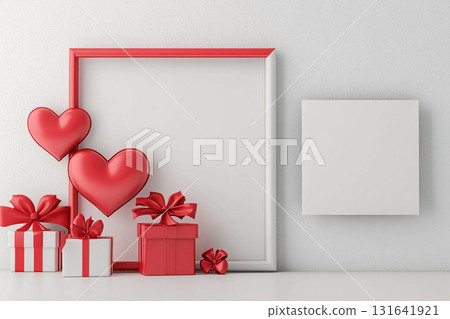 Creative 3D hearts and gift boxes perfect for Valentine's Day celebrations and love messages 131641921