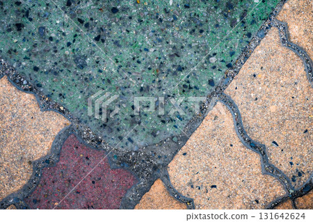 Colorful paving blocks and glass aggregate | decorative texture background material for promenade Colorful paving blocks and glass aggregate | decorative texture background material for promenade 131642624