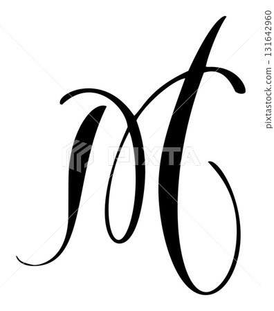 Hand drawn vector calligraphy letter M. Script capital font logo. Handwritten style brush flourish 131642960