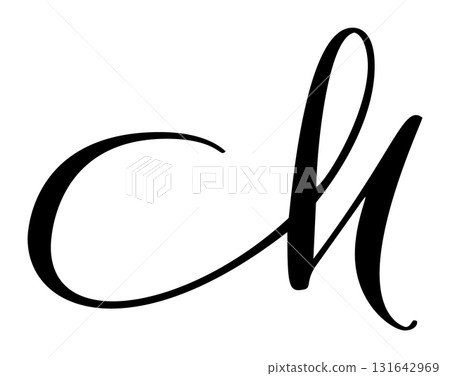 Vector calligraphy hand drawn letter M icon logo. Script font. Handwritten brush style 131642969