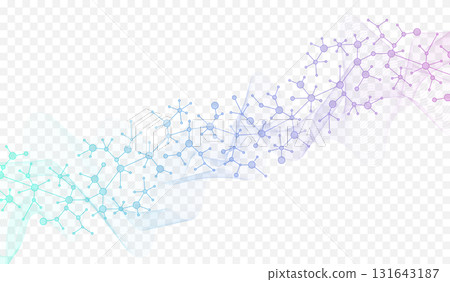 Colorful molecules background with DNA helix, DNA strand, DNA Test. Molecule or atom, neurons. Abstract structure for science, healthcare or medical background, banner. Scientific vector illustration Colorful molecules background with DNA helix, DNA strand, DNA Test. Molecule or atom, neurons. Abstract structure for science, healthcare or medical background, banner. Scientific vector illustration 131643187