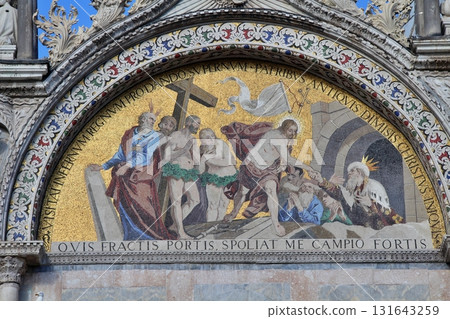 Mural on the facade of St. Mark's Basilica, Venice, Italy Mural on the facade of St. Mark's Basilica, Venice, Italy 131643259