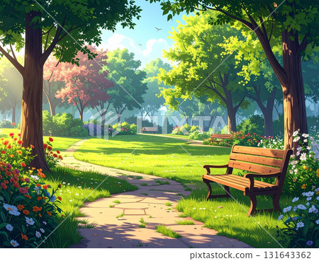 景觀與公園長椅 131643362