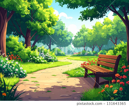 景觀與公園長椅 131643365