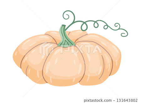 Autumn pumpkin. Hand drawn trendy flat style isolated on transparent background Autumn pumpkin. Hand drawn trendy flat style isolated on transparent background 131643802