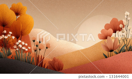 Abstract Autumn Landscape with Warm Colors and Soft Textures 131644001