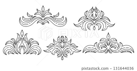 Set of elements in baroque style. Decorative curling plant. Set of elements in baroque style. Decorative curling plant. 131644036