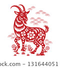 Year of The Goat 2027 sign or symbol with papercut style. Translation : Goat 131644051