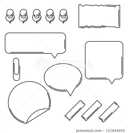Set of speech bubbles and pins. Decorative objects for design. Set of speech bubbles and pins. Decorative objects for design. 131644055