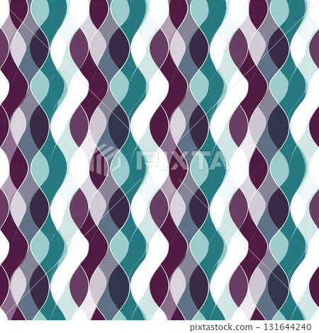 Seafoam Green and Deep Plum Wavy Abstract Seamless Pattern Vintage Retro Art Wallpaper 131644240