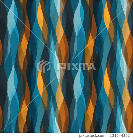 Vintage Velvet Wavy Seamless Pattern in Mocha Mousse and Electric Blue Retro Artwork for Decor 131644252