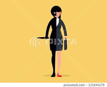 Two personalities. Businesswoman with hidden intentions. Two personalities. Businesswoman with hidden intentions. 131644279