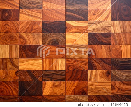 A luxurious teak background with a deep color and complex grain. 131644423