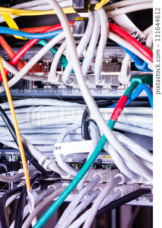 patch cables connected to data router 131644612
