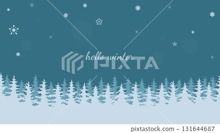 forest silhouette and snowflakes forest silhouette and snowflakes 131644687